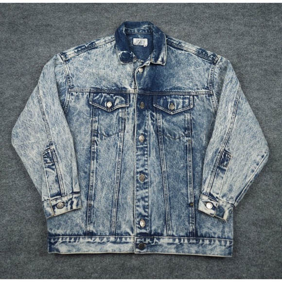 Vintage Calvin Klein Jean Jacket Men's Small Blue Faded Washed Oversized USA